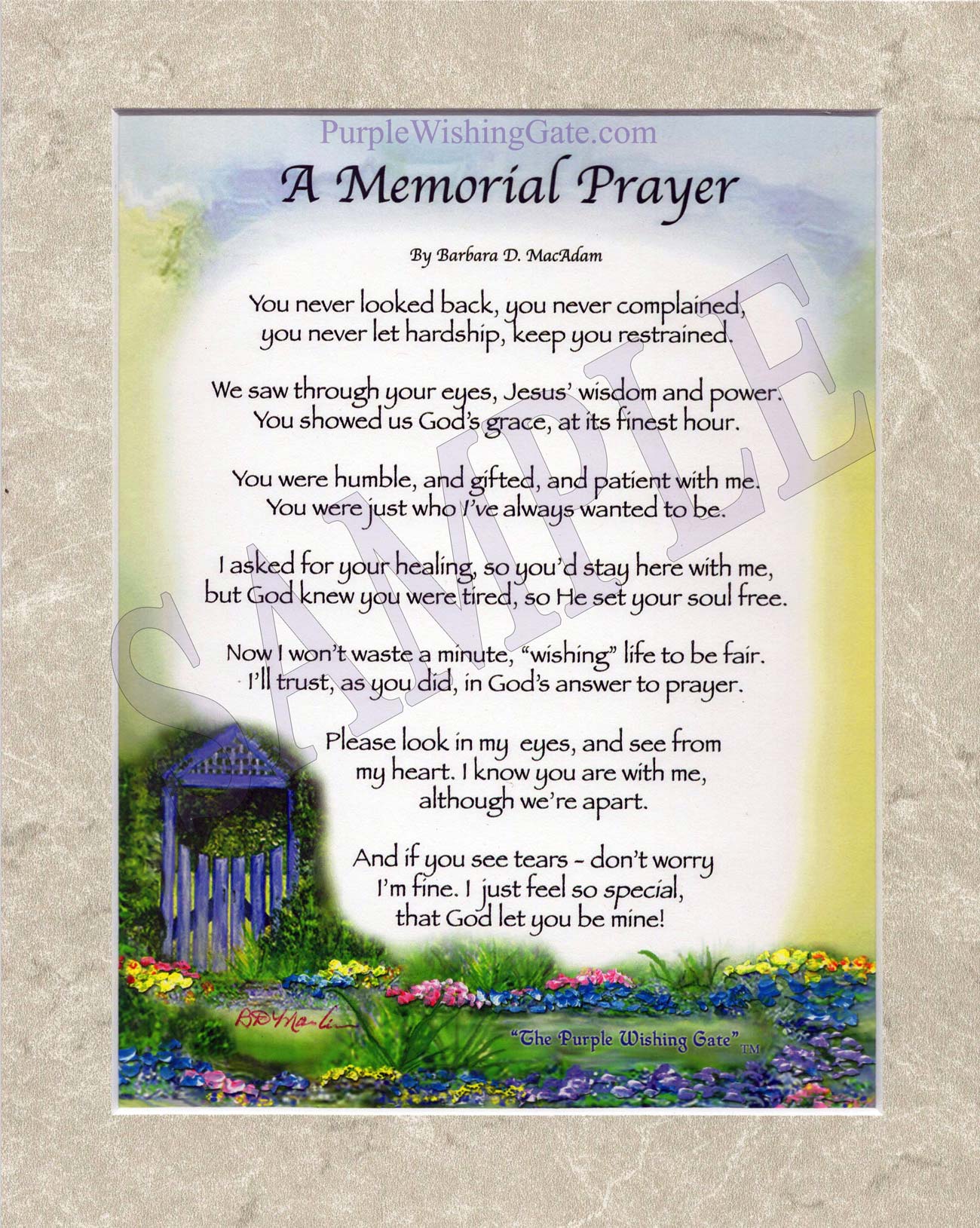 
              A Memorial Prayer (8x10) | 8x10 Custom Matted Clearance | PurpleWishingGate.com
                
        	