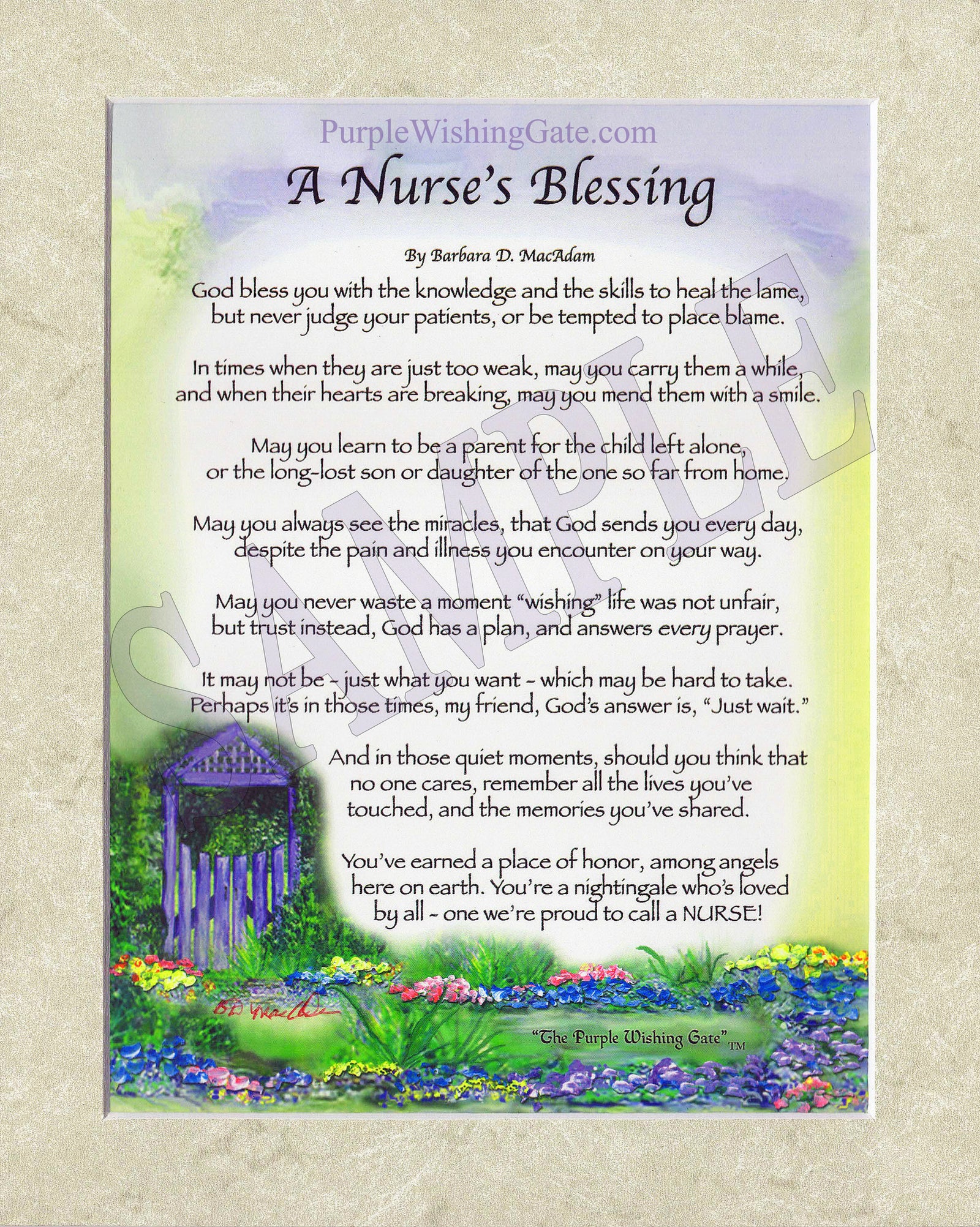 A Nurse's Blessing (8x10) - 8x10 Custom Matted Clearance - PurpleWishingGate.com