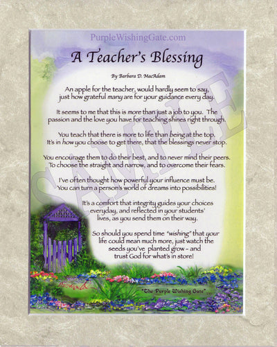 A Teacher's Blessing (8x10) - 8x10 Custom Matted Clearance - PurpleWishingGate.com