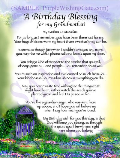 A Birthday Blessing for my Grandmother! - Birthday Gift - PurpleWishingGate.com