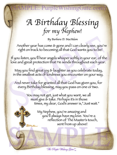 A Birthday Blessing for my Nephew! - Birthday Gift - PurpleWishingGate.com