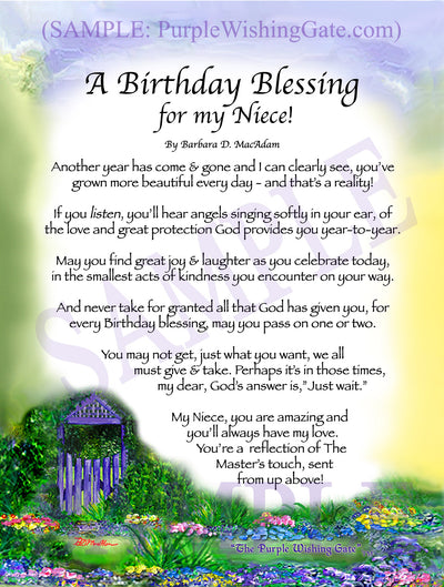 A Birthday Blessing for my Niece! - Birthday Gift - PurpleWishingGate.com