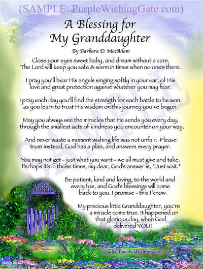 A Blessing for My Granddaughter (baby) - Baby Gift - PurpleWishingGate.com