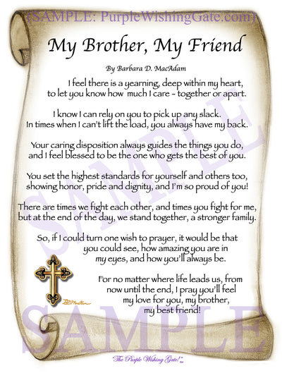 My Brother, My Friend - Gifts for Brother - PurpleWishingGate.com