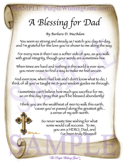 A Blessing for Dad - Gifts for Dad-Father - PurpleWishingGate.com