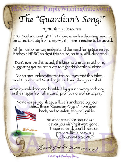The Guardian's Song! - Military Gift - PurpleWishingGate.com