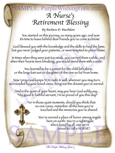 A Nurse's Retirement Blessing - Retirement Gift - PurpleWishingGate.com