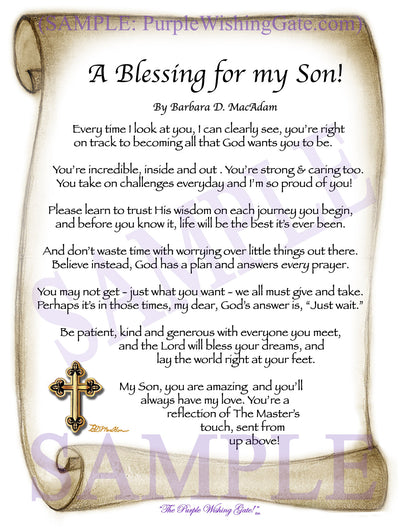 A Blessing for my Son! (child-adult) - Gifts for Son - PurpleWishingGate.com