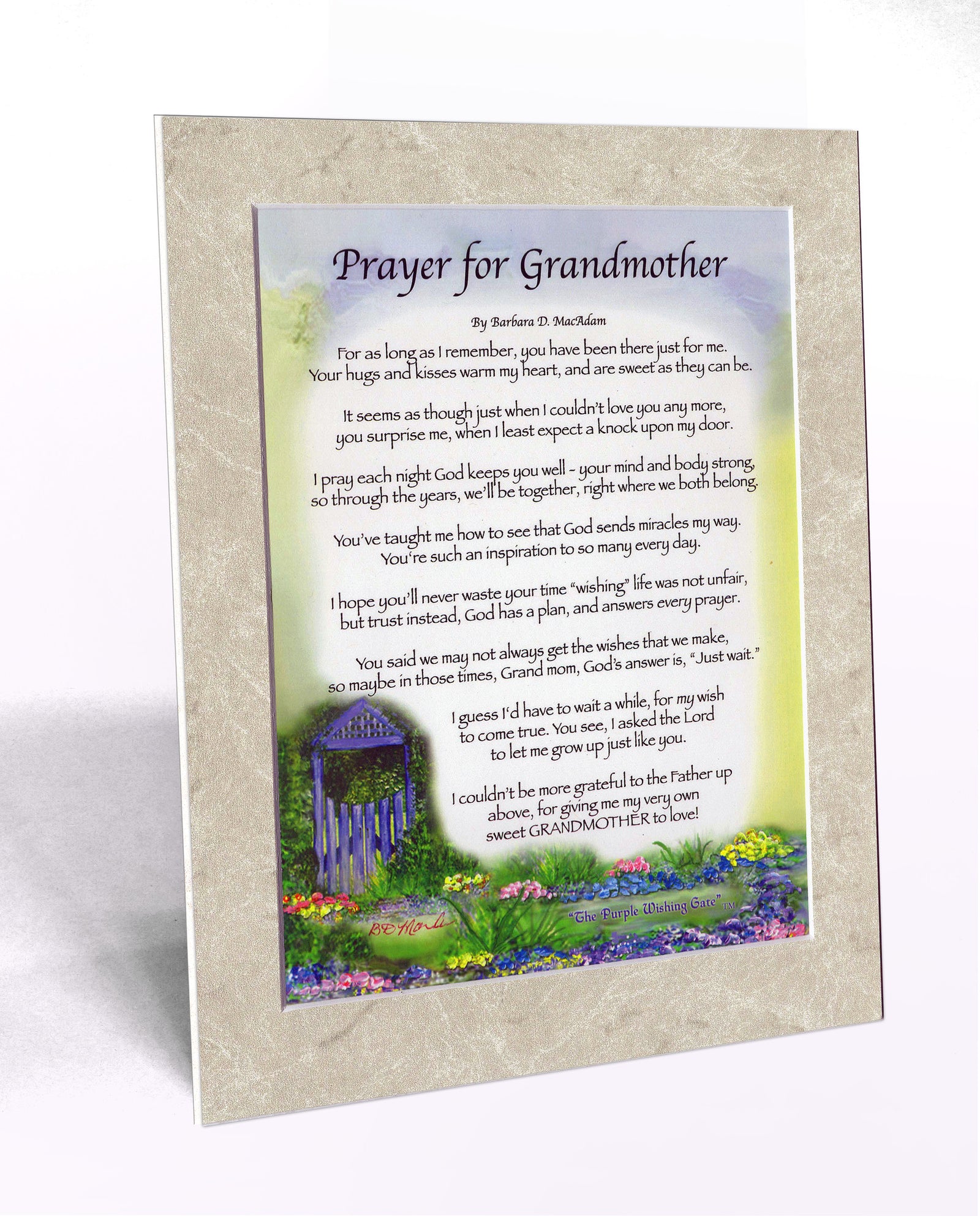 Prayer for Grandmother (8x10) - 8x10 Custom Matted Clearance - PurpleWishingGate.com